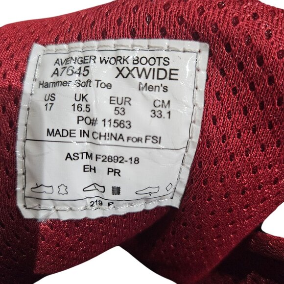 Avenger Mens XXWide Soft Toe Work Boots Size 17 Brown - Picture 4 of 6